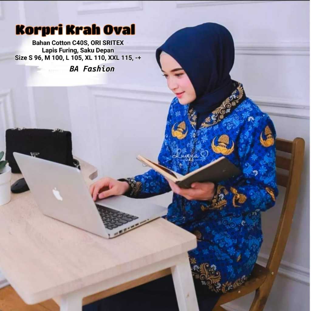 Jual Baju Wanita Korpri Kerah Hitam Seragam Korpri Terbaru Full Furing Batik Wanita