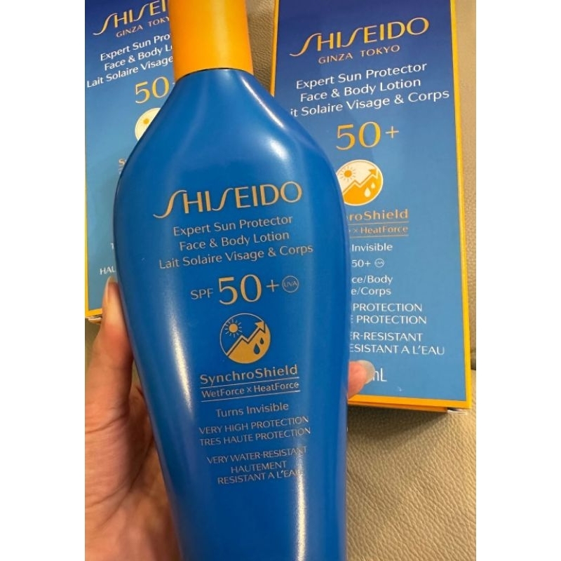 Jual shiseido synchroshield sun protector face & body lotion Jumbo 300g ...