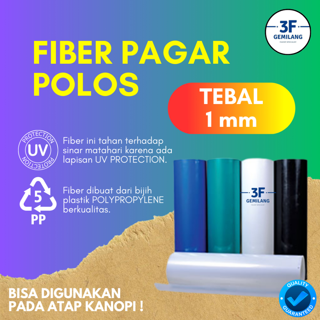 Jual 3F GMG - Fiber Plastik Penutup Pagar dan Kanopi POLOS 1 mm Meteran ...