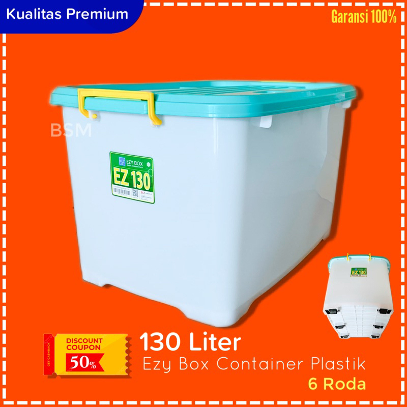 Jual Bsm Container Box Besar Ezy Cb 130 Liter Kotaktempat Penyimpanan Wadah Plastik Dengan Roda 9898