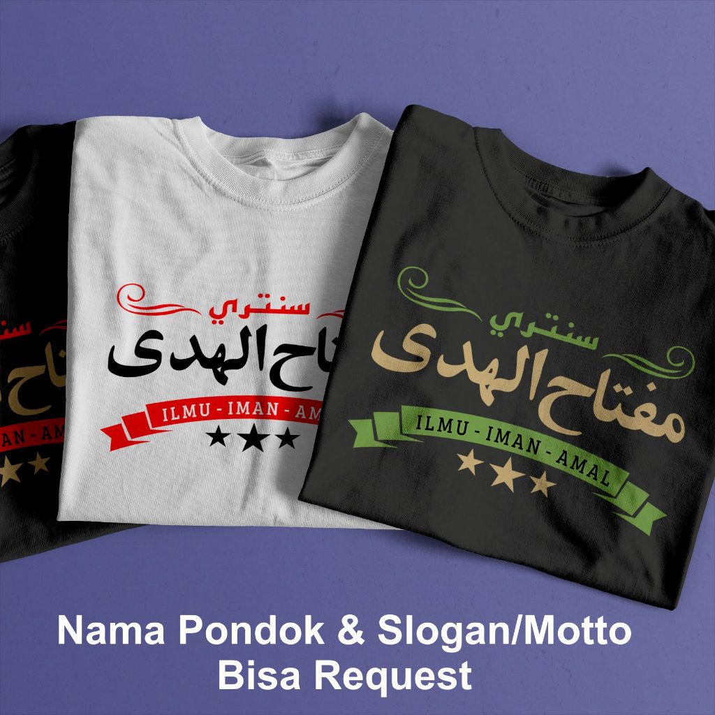 Jual Kaos Santri, Kaos Nama Pondok Pesantren Model 8, Bahan 100% Katun