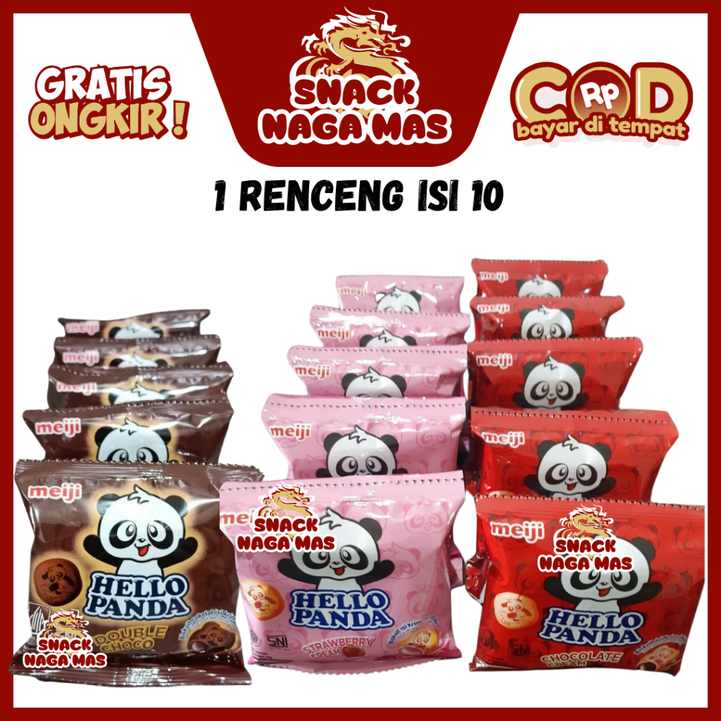 Jual HELLO PANDA BISKUIT MEIJI COKLAT / STRAWBERRY RENCENG [ISI 10 PCS ...