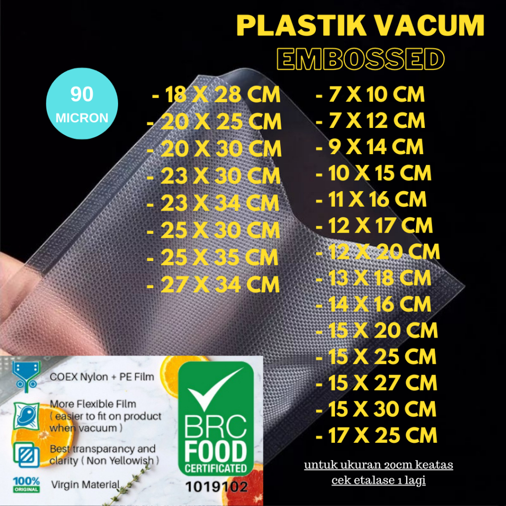 Jual Plastik Vacum Makanan Emboss 90 Micron Ukuran Kecil Bag