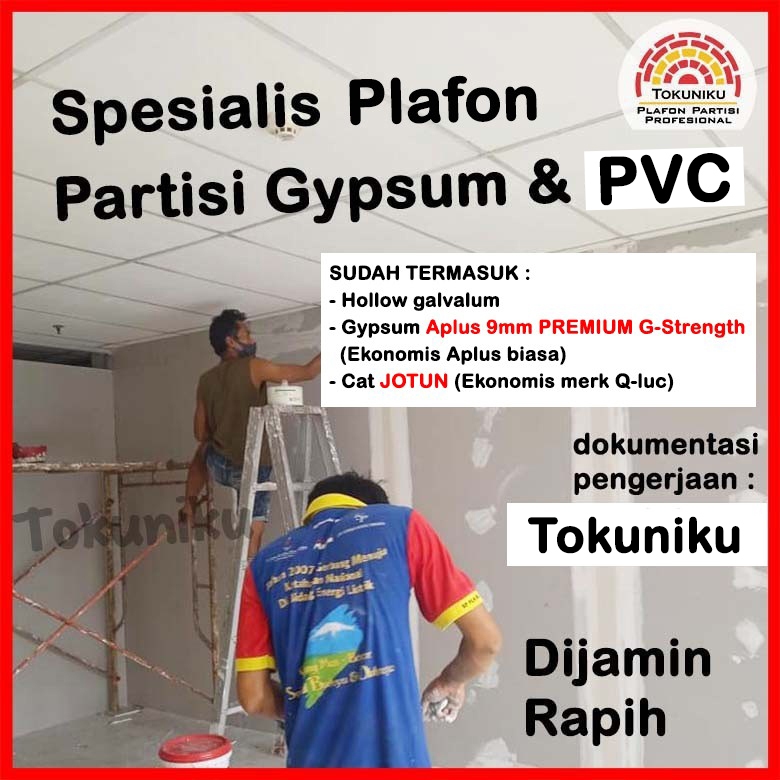 Jual 2 Sisi Pasang Partisi Gypsum Sekat Dinding Gypsum Volume 21 50m2