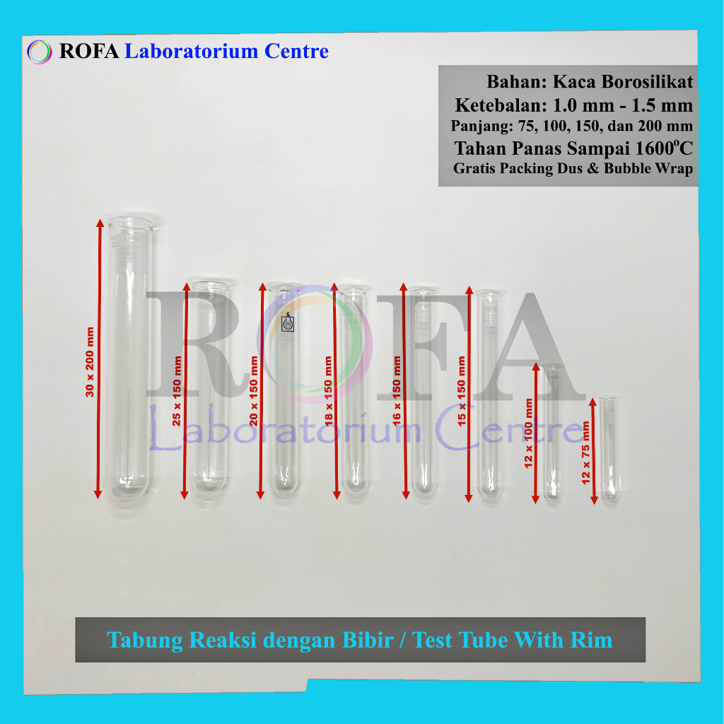 Jual Tabung Reaksi Pyrex / Test Tube / Tabung Reaksi Tahan Panas dengan ...