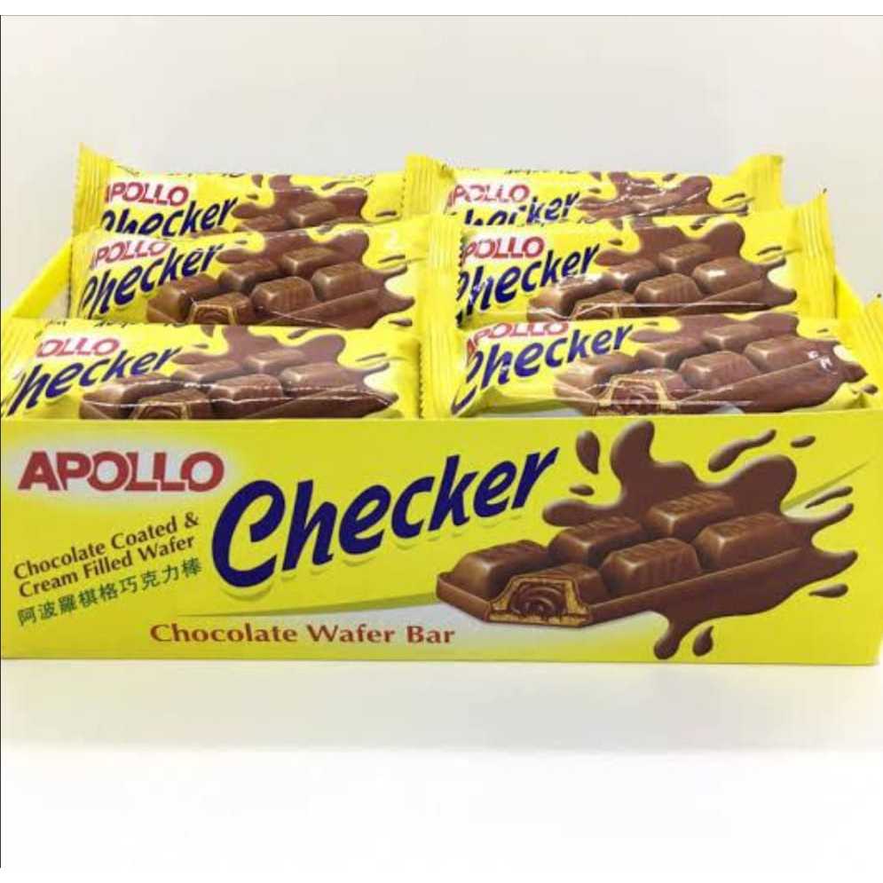 Jual Apollo Checker / Chocolate Wafer Bar / Biskuit Berlapis Coklat dan ...