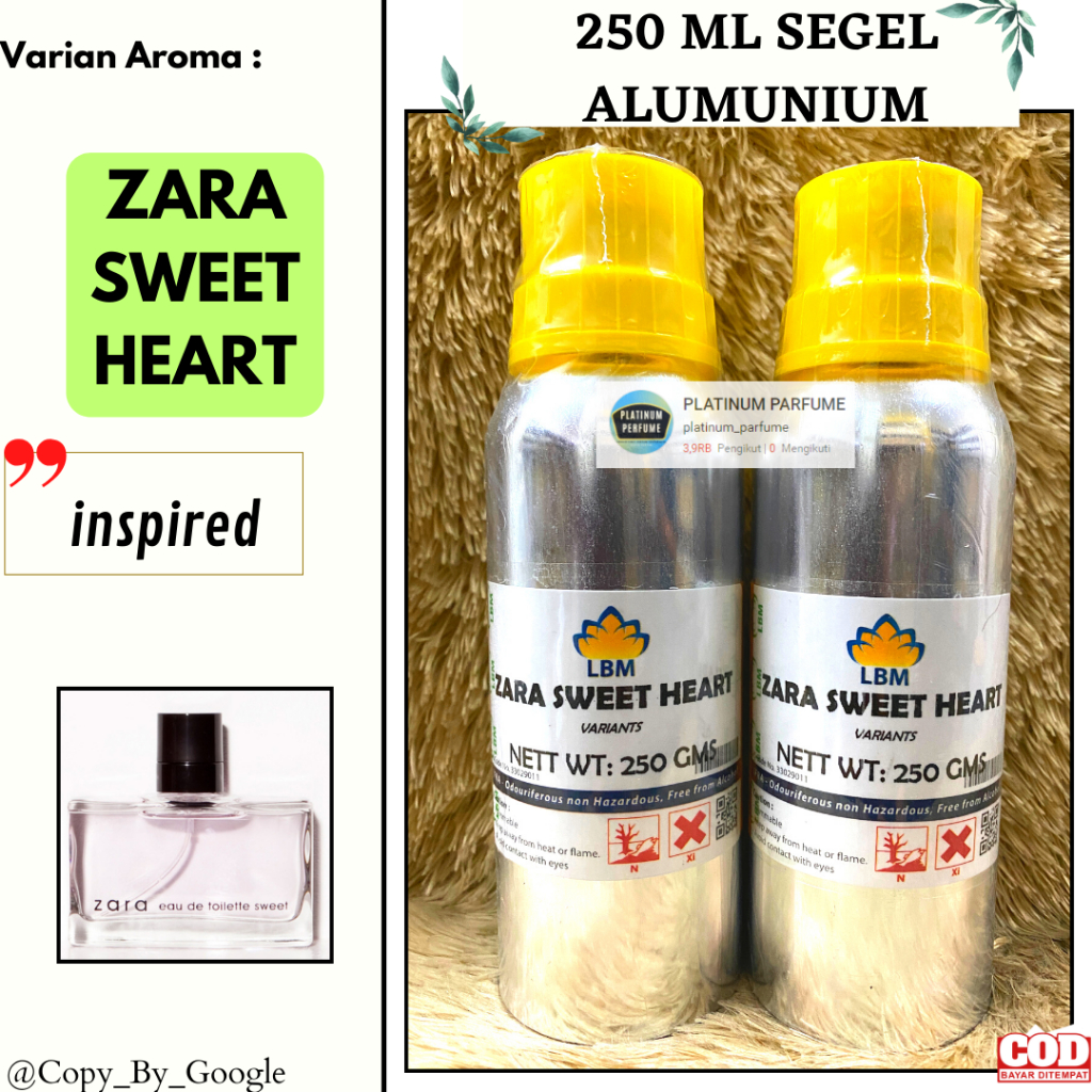 Jual Bibit Parfum ZARA SWEET HEART 250 ML SEGEL LBM Fragrance / ZARA SWEET  HEART 250ML SEGEL BIBIT LBM - BIBIT PARFUM MURNI NODE ZARA INSPIRED BY ZARA  NUDE BOUQUET | LA VERNE | Shopee Indonesia