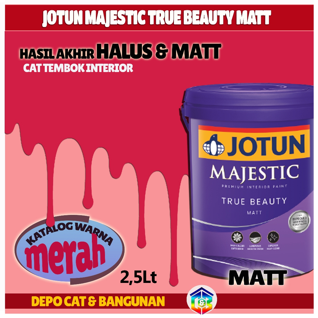 Jual Cat Tembok Interior Jotun Majestic Matt 25ltr Varian Warna Merah Shopee Indonesia 0822