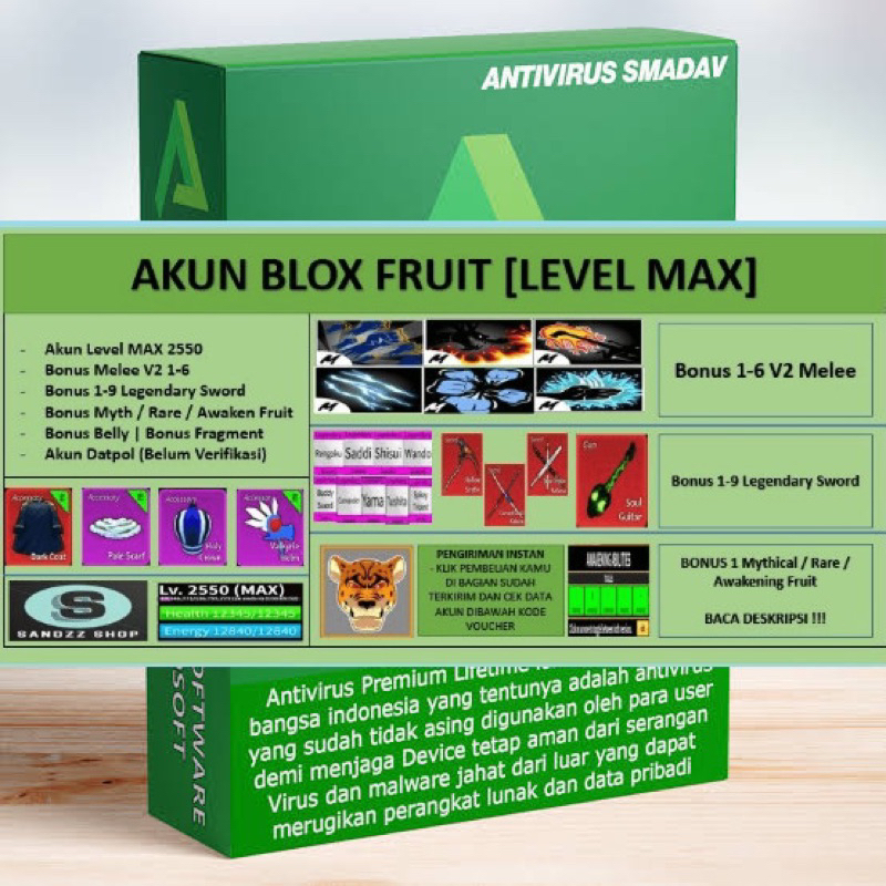 Jual Smadav Akun Blox Fruit Level Max Shopee Indonesia