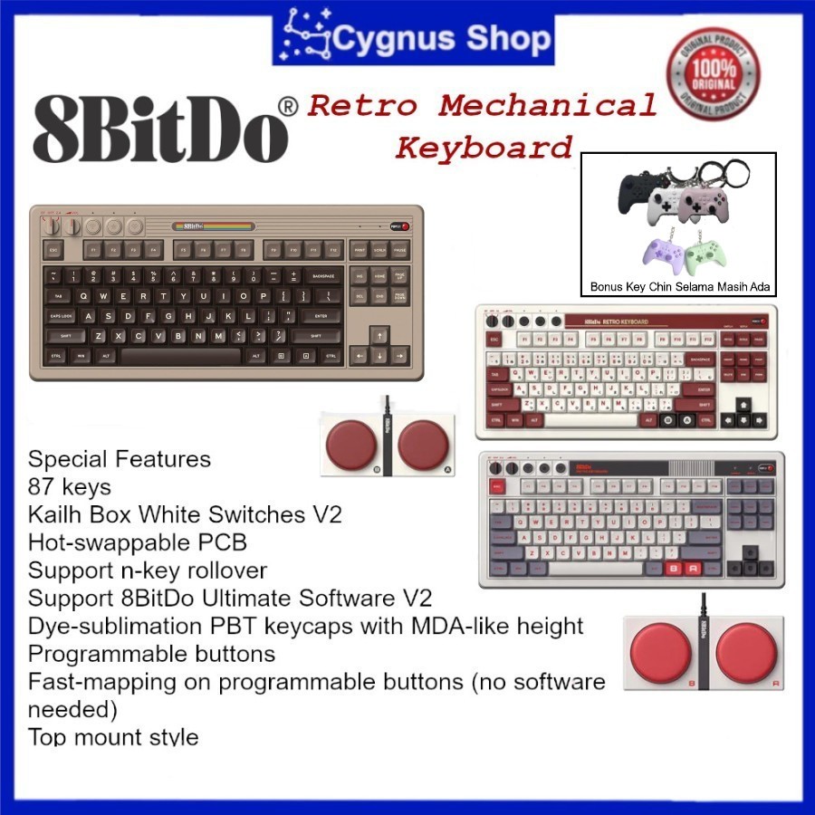 Jual 8Bitdo Retro Mechanical Keyboard Wireless Bluetooth Portable for ...