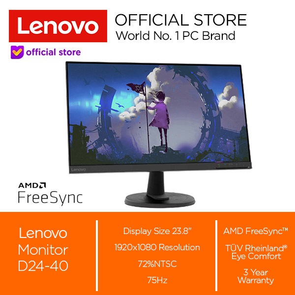 Lenovo D24-45 Monitor - Display 24 pollici FullHD (1920 x 1080, VA