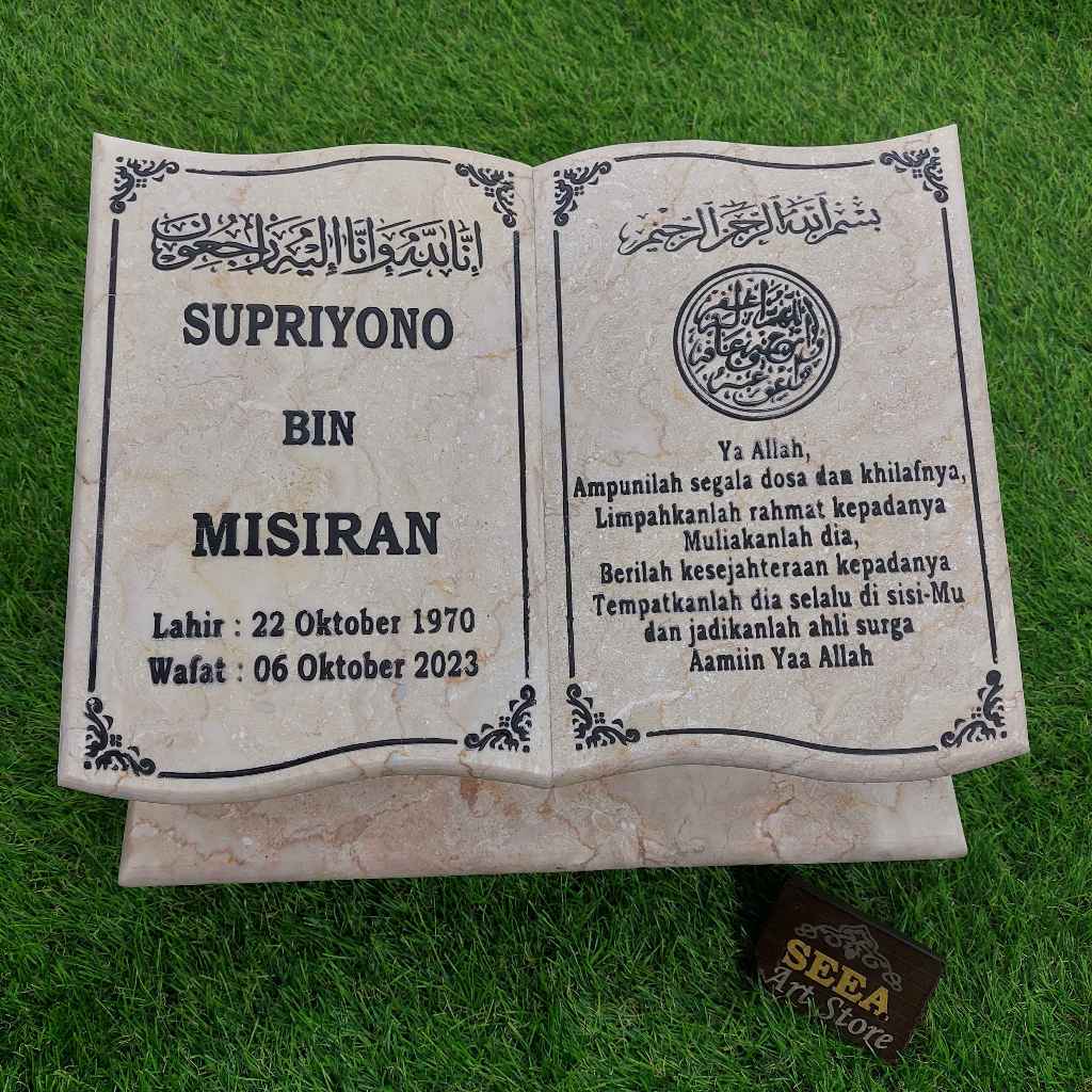 Jual BATU NISAN MAESAN BENTUK BUKU BAHAN MARMER MURAH 30*40 + PACKING ...