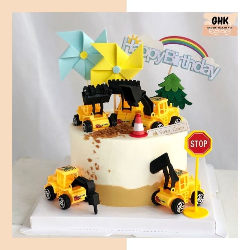 Jual Hiasan Kue Tema Proyek Topper Kue Konstruksi Excavator Beko Crane ...