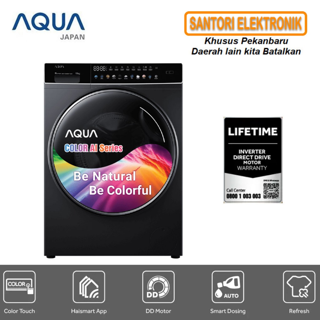 Jual MESIN CUCI 1 TABUNG FRONT LOADING AQUA 11KG FQW-1160DF PEKANBARU