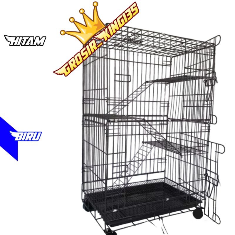 Jual Kandang Kucing Tingkat 3 Size L 100x60x45 cm + Roda (Muat 3-4 Ekor ...
