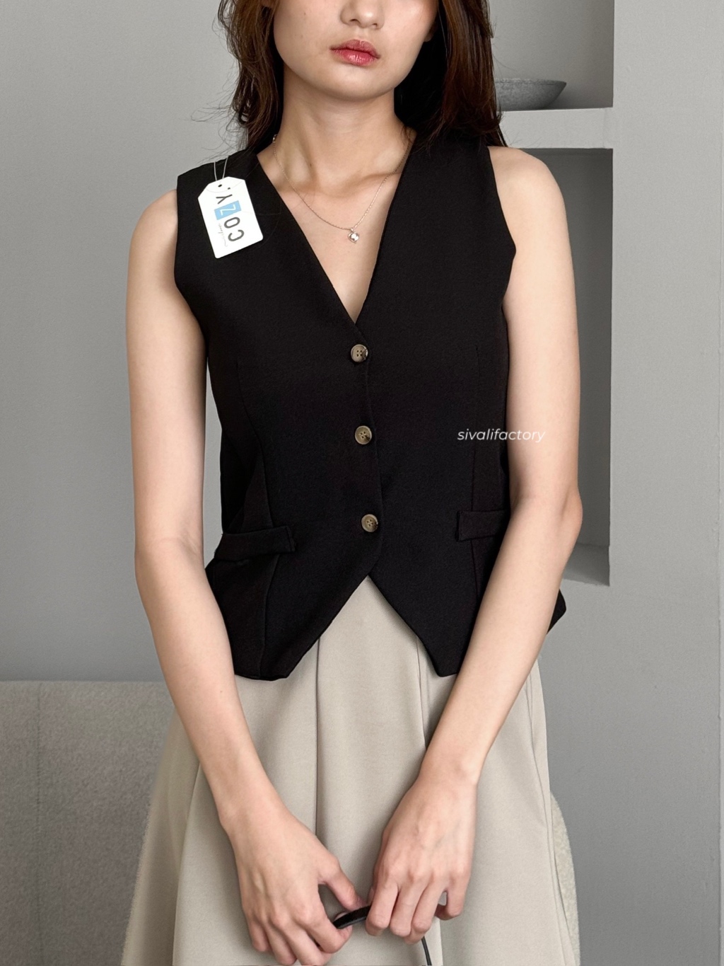 Jual SIVALI Haein Vest - Atasan Rompi Wanita Basic Classic - Sleeveless ...