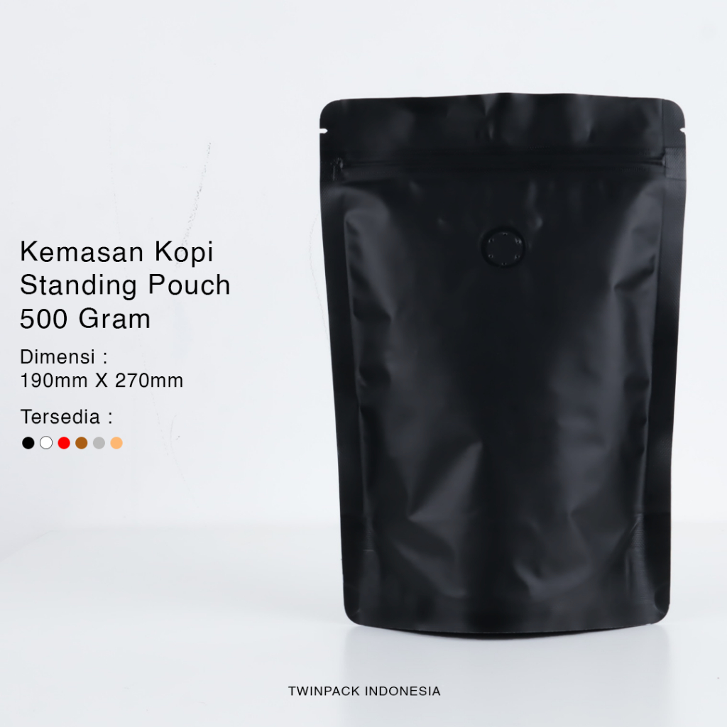 Jual Kemasan Kopi 500 Gram Hitam Standing Pouch Aluminium Foil Zipper ...
