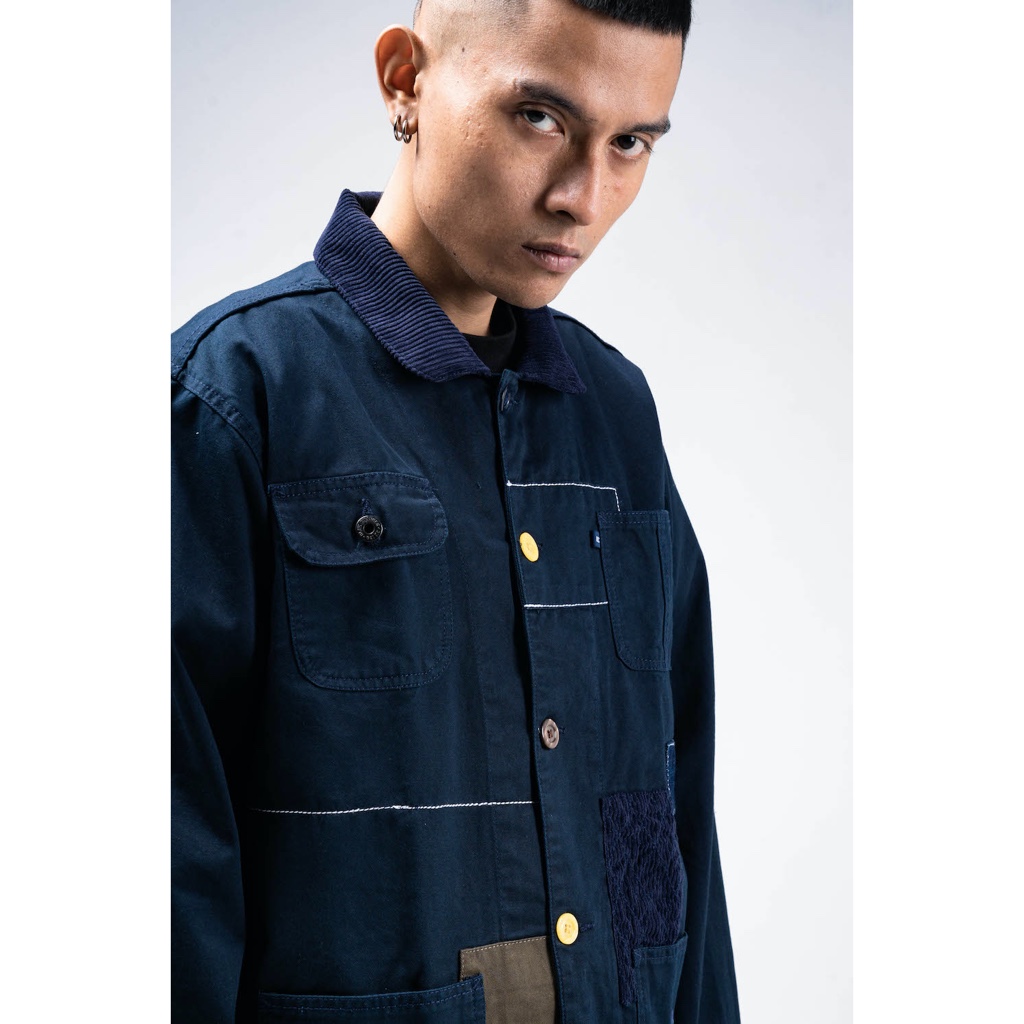 Jual Blue Chamber Coverall Jacket Barnacle Navy | Shopee Indonesia