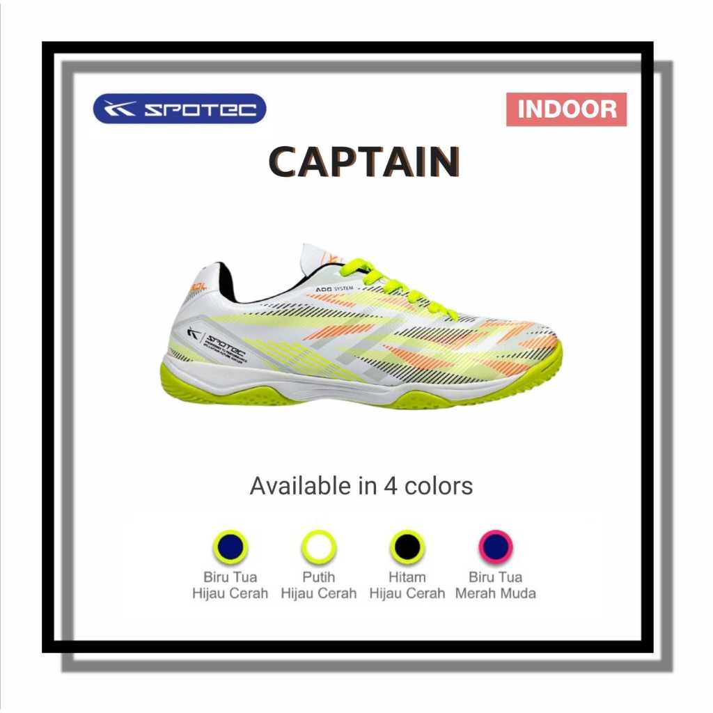 Jual SPOTEC Sepatu INDOOR CAPTAIN Warna Putih - Hijau Cerah | Shopee ...