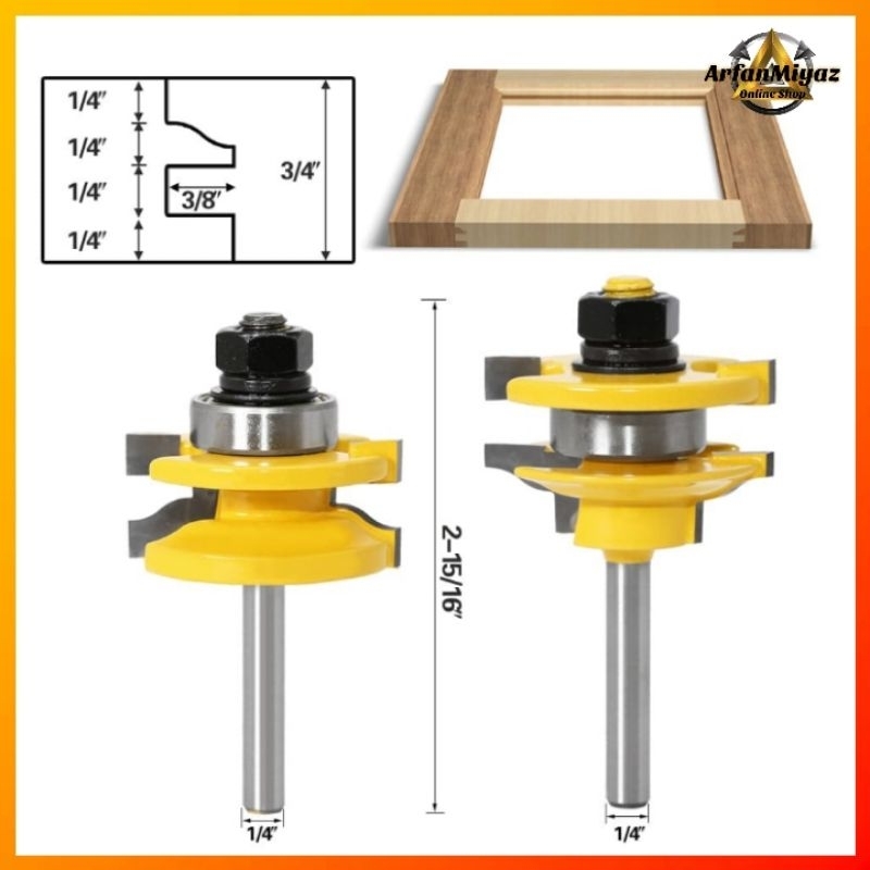 Jual Mata Pisau Router Profil Panel Pintu Shank 6,35mm Raised Door ...