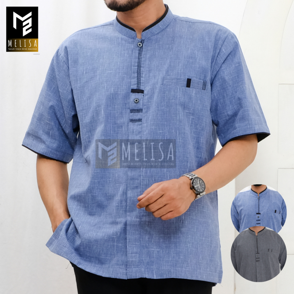 Jual Baju Koko Pria Kemko Lengan Pendek Bahan Katun Rami Linen Premium ...