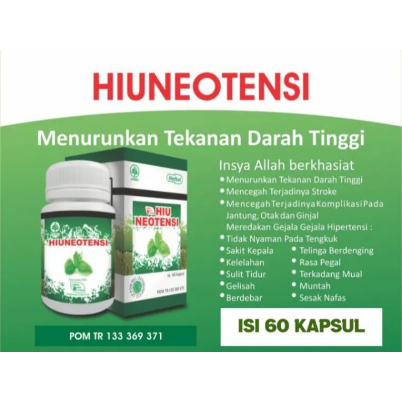 HIUNEOTENSI Obat Herbal Hipertensi Turunkan Tekanan Darah Tinggi Herbal Indo Utama isi 60 Kaps Hiu Neotensi Herbal Darah Tinggi