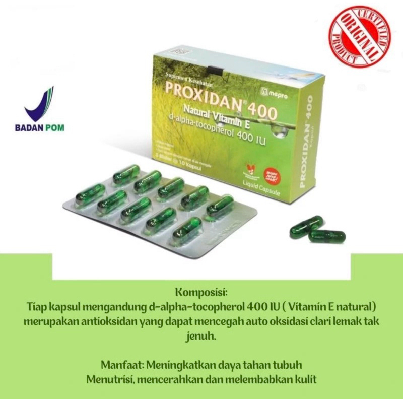Jual PROXIDAN 400 PER BOX ( SUPLEMEN VITAMIN E 400 IU ) | Shopee Indonesia
