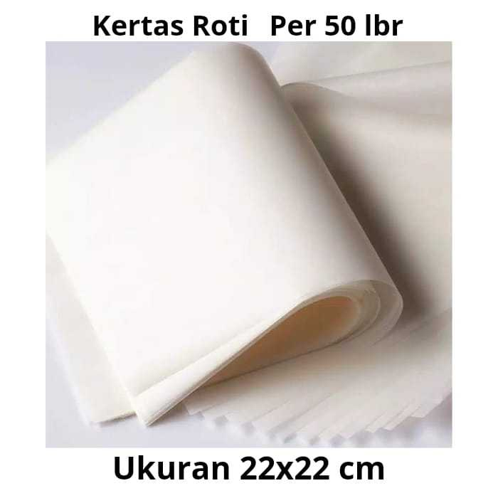 Jual 22x22 cm 50 Lbr Kertas Roti Kue Wrapping Paper Food Grade Alas ...