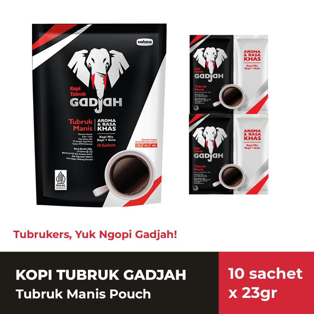 Jual Kopi Tubruk Gadjah + Gula 1 pouch x 10 sachet 23g Shopee