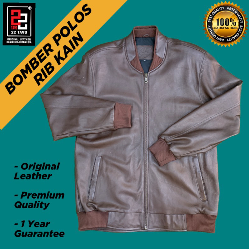Jual Jaket kulit model bomber polos rib kain | Shopee Indonesia
