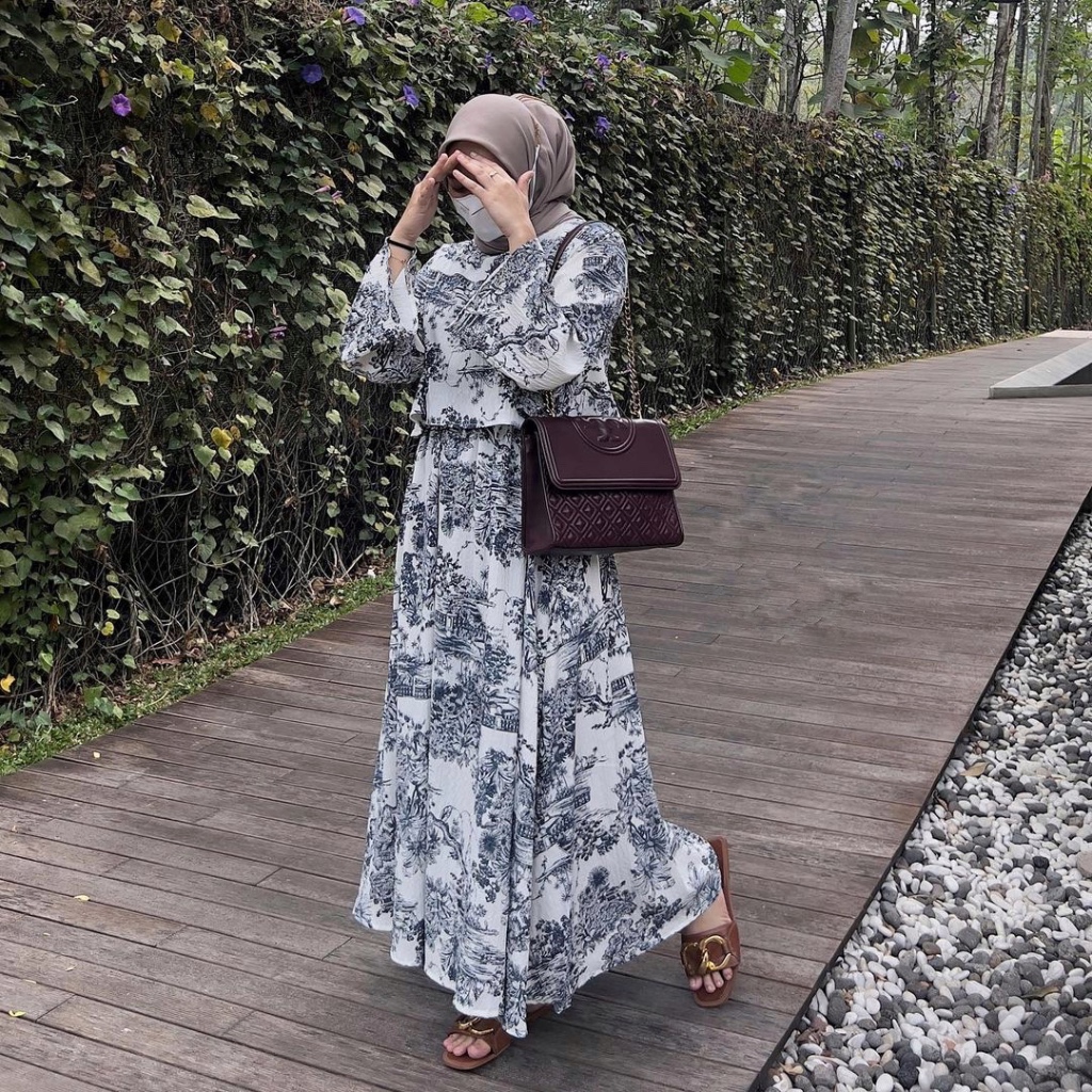 Jual Tiffany Dress Gamis Kekinian Motif Floral Shakila Shopee Indonesia