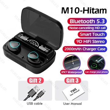 Upgrade Baru F9 5 Tampilan LED TWS Headset Bluetooth With Mic Sentuh Olahraga Tahan Air Henset