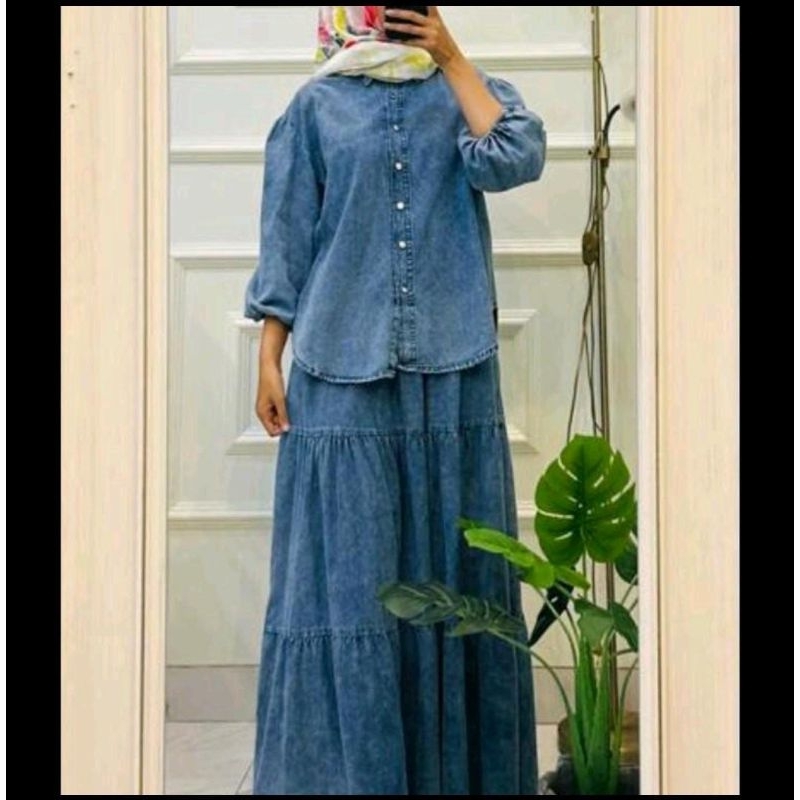 Jual set rok denim(ready stock) | Shopee Indonesia
