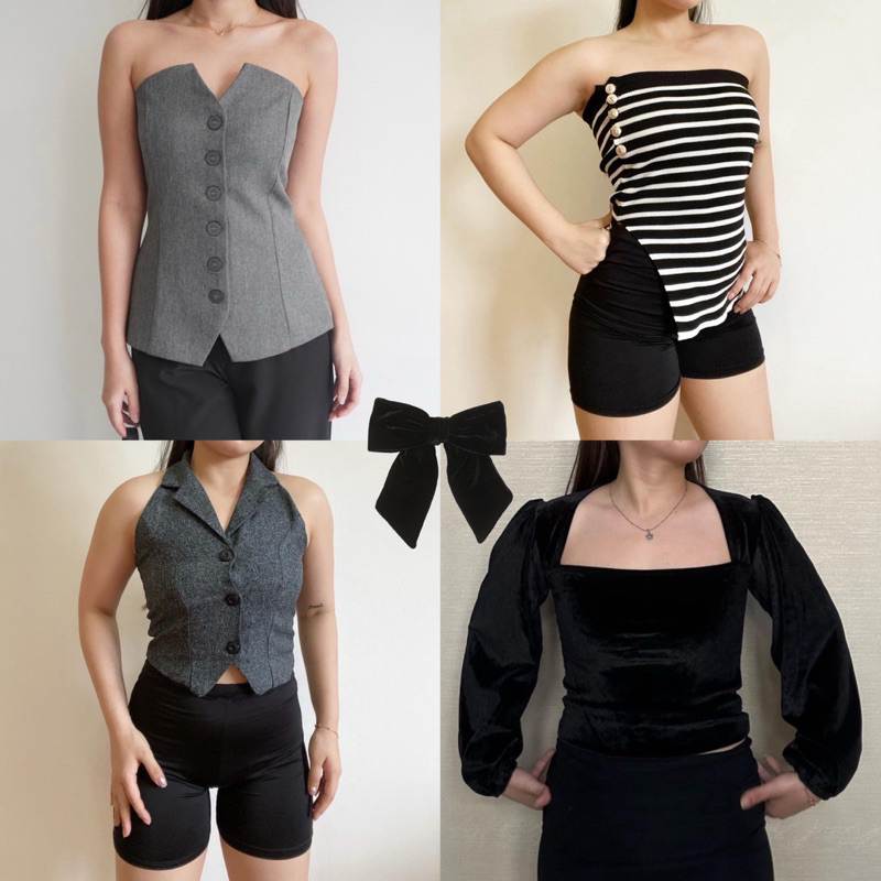 Jual TUBE TOP / HALTER TOP BLACK / SQUARE TOP | Shopee Indonesia