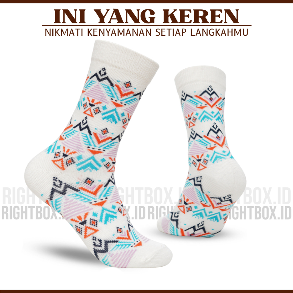 Jual Rightbox Id Kaos Kaki Pria Motif Tribal Putih Bahan Katun Allsize Dewasa Shopee Indonesia