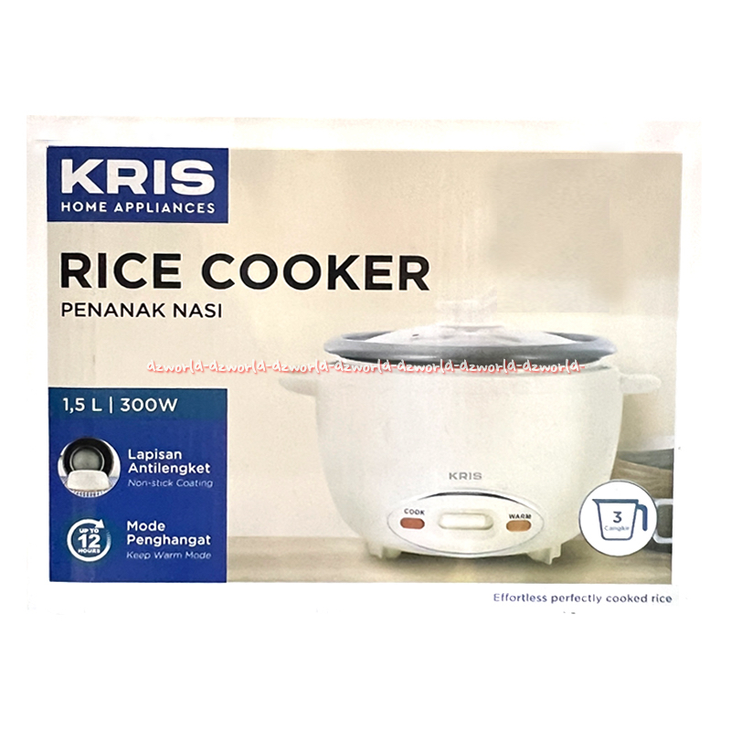 Jual Kris Rice Cooker 1.5L Alat Penanak Nasi Masak Memasak Nasi Warna Putih Krisbow Krischef