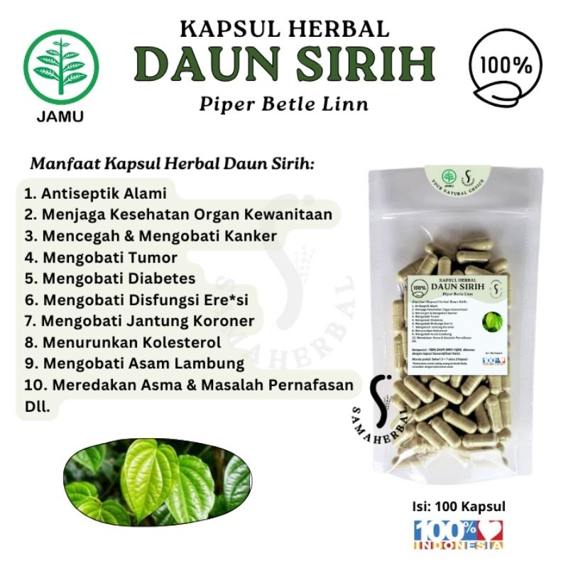 Betel Leaf Herbal Capsules 100 Count natural herbal botanical wellness authentic