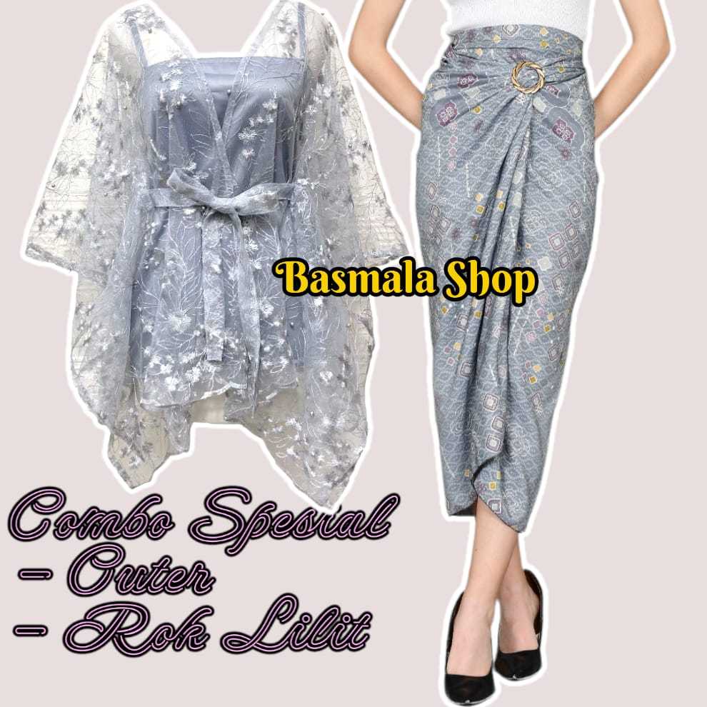 Jual set outer cardigan combo rok Lilit batik rekomendasi pesta dan ...