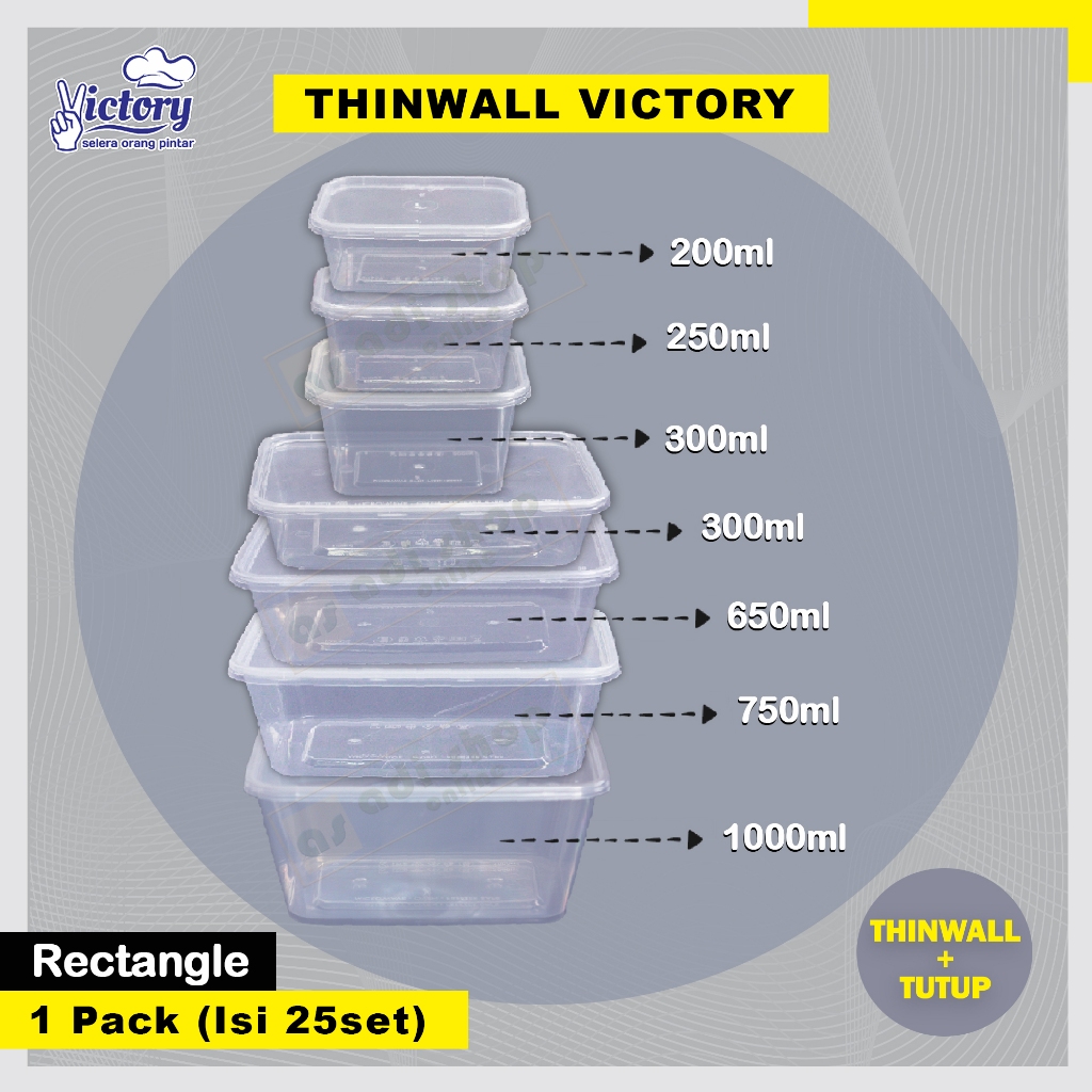 Jual Thinwall Rectangle Victory 1 Pack Isi 25pcs Tutup Kotak