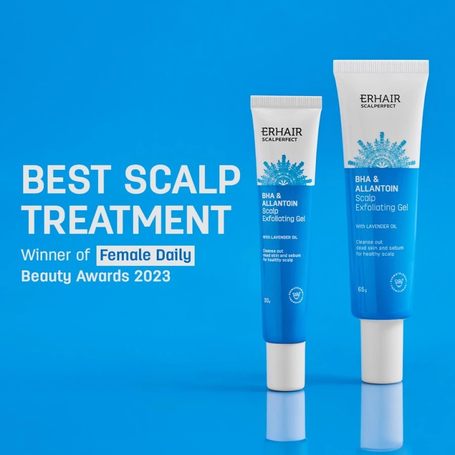 [GEL ANTI KETOMBE] ERHAIR Scalperfect Exfoliating Gel 65gr - Gel Eksfoliasi kulit kepala Anti Ketombe dan Seboroik | 2% Salicylic Acid - foto 1