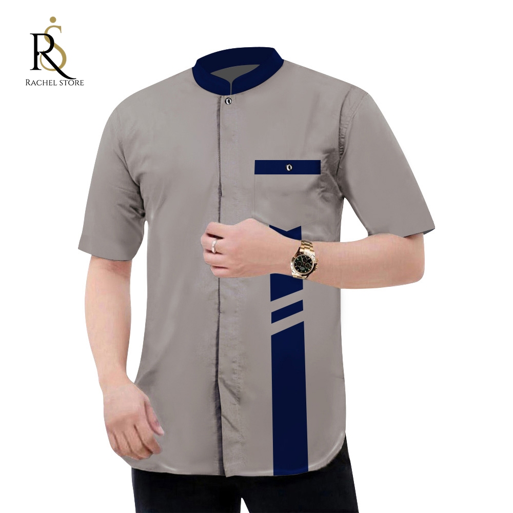 T Zone Print Muslim 2025 Baju Koko Lengan Pendek Pria