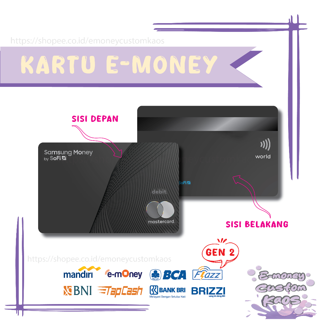 Jual KARTU EMONEY CARD SAMSUNG MONEY HITAM ETOLL MANDIRI FLAZZ BCA GEN ...