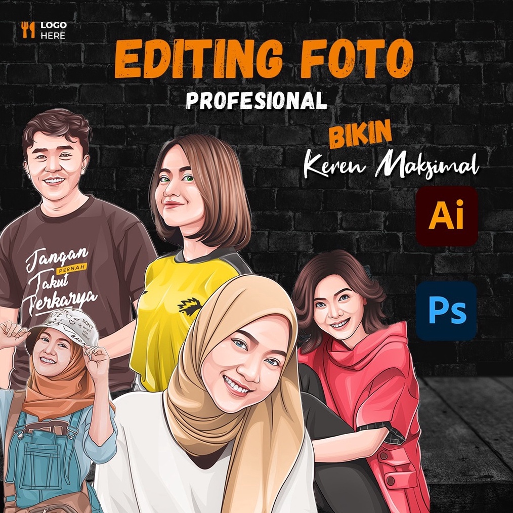 Jual KODE Y48B Editing Foto Ai Profesional Karikatur Custom Vexel ...