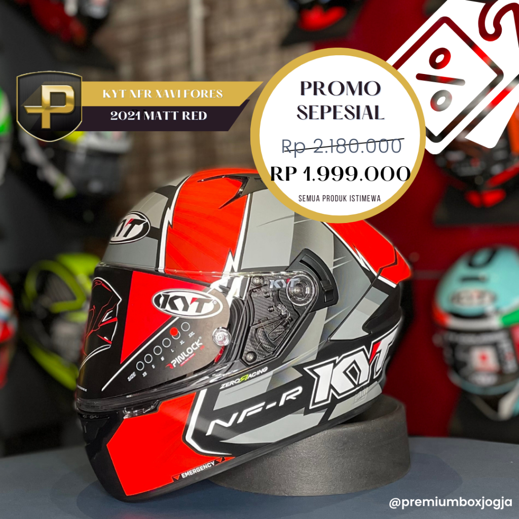 Jual HELM KYT NFR XAVI FORES 2021 MATT BLACK RED HELM FULL FACE