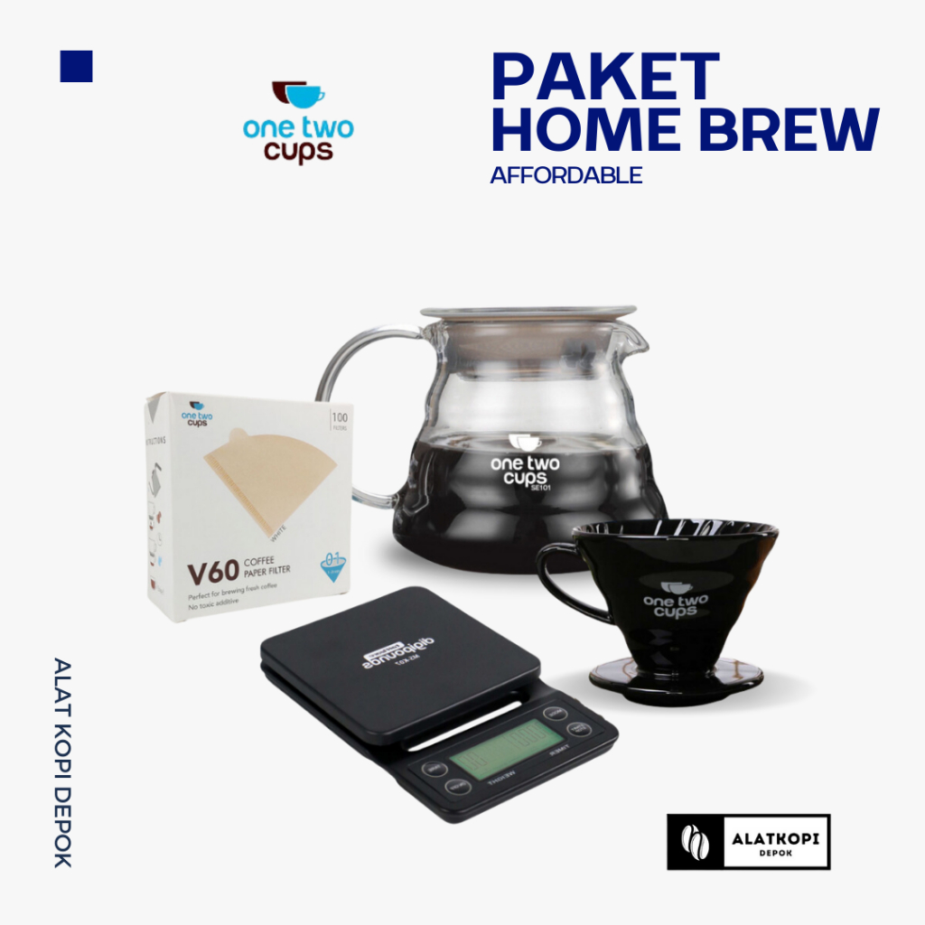 Jual Paket Alat Kopi Home Brew V60 Paper Filter Server 350ml Timbangan V60 Dripper One Two 5047