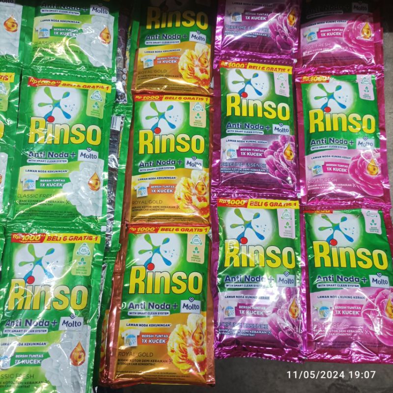 Jual Rinso 40 ml Rencengan (1 renceng dapat 7 Pcs) Detergen Cair 1000 ...