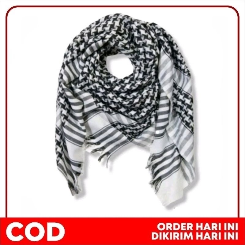Jual SORBAN ARAB RUMBAI HITAM PUTIH | Shopee Indonesia