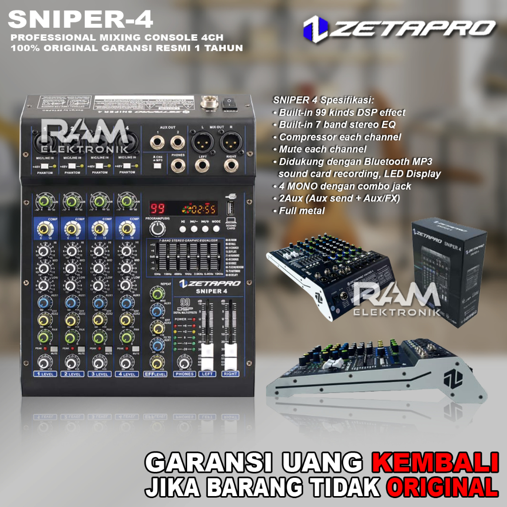 Jual Mixer Channel Zetapro Sniper Sniper Bluetooth Usb Soundcard Original Shopee Indonesia