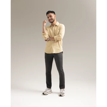 Broodis Kemeja Polos Hitam Cotton SOFTEE Black Lengan Panjang Slimfit