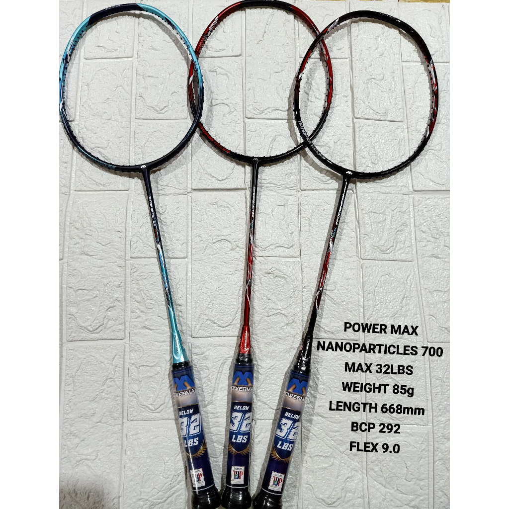 Jual NEW!! RAKET BADMINTON POWER MAX NANOPARTICLES 700 MAX 32LBS FREE ...